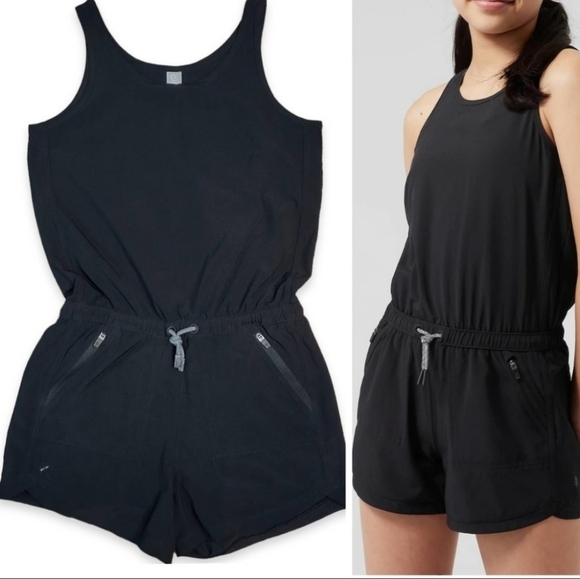 Athleta Girl On the Go Romper In Black Size  L (12) - Picture 16 of 16